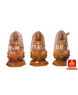 Tượng Tam Thế Phật gỗ Gõ đỏ